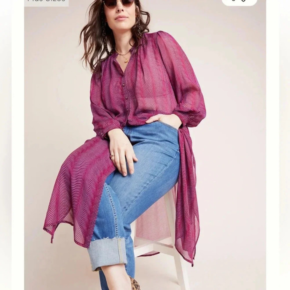 Maeve by Anthropologie Imogen Sheer Tunic size 4 - Picture 2 of 13